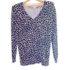 Michael Kors, Animal Print Brown/Black Knit Sweater in Women's Size M